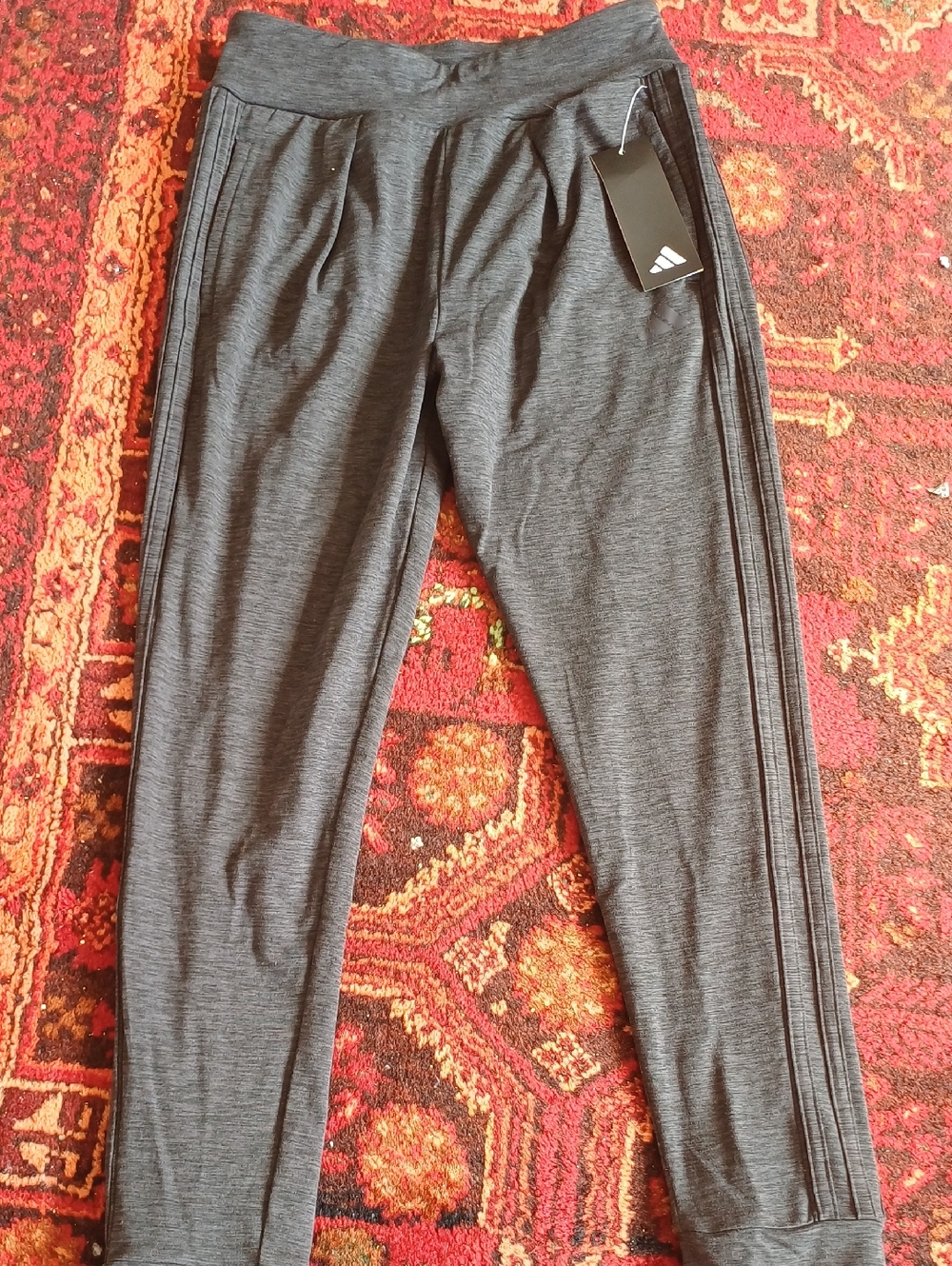 adidas Kids Gray Heathered Joggers with Side Stripes